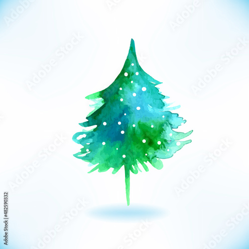 Watercolor Christmas tree isolated on a white background
