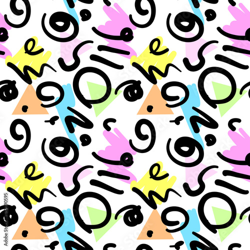 Retro 80s or 90s fashion style abstract seamless pattern background. Memphis ...