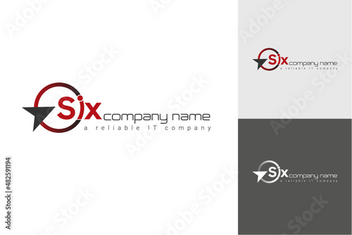 Six typography logo templates, vector color & black and white version.