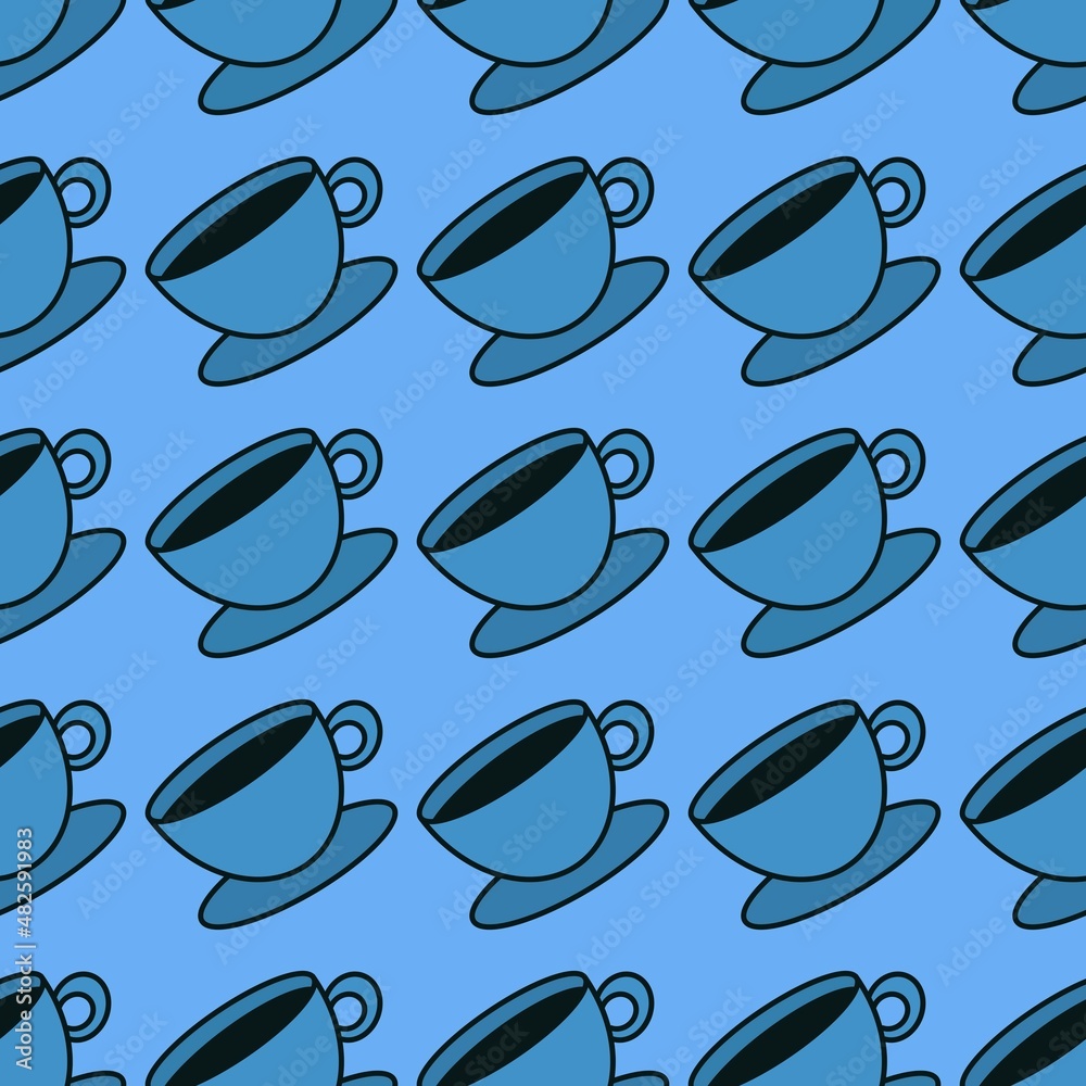 Seamless cup of coffee tea pattern for fabrics and textiles and packaging and linens and kids and wrapping paper Seamless cup of coffee tea pattern for fabrics and textiles and packaging and linens and kids and wrapping paper