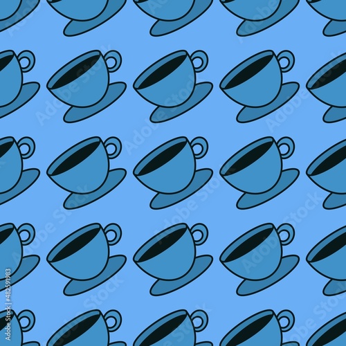 Seamless cup of coffee tea pattern for fabrics and textiles and packaging and linens and kids and wrapping paper