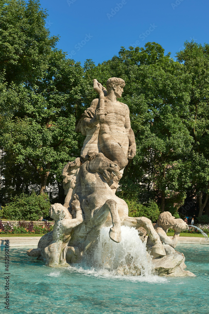 Neptune fountain in the old botanical garden in Munich Neptune fountain in the old botanical garden in Munich