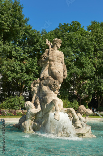 Neptune fountain in the old botanical garden in Munich
