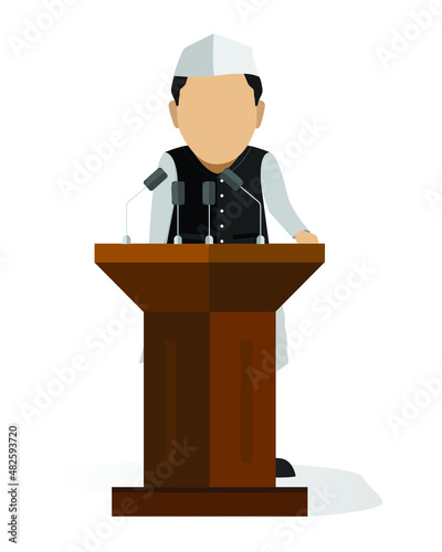 Indian politician delivering speed during election period, vector illustration