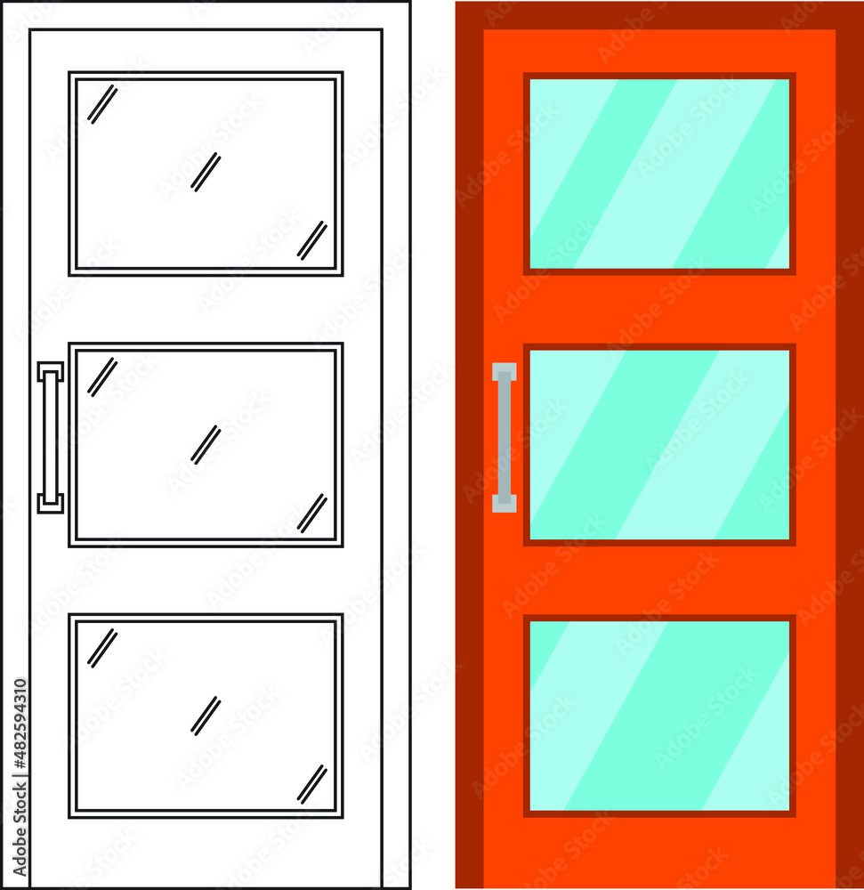 Illustration vector graphic of single door front view suitable for your home design and home poster design on architectural work Illustration vector graphic of single door front view suitable for your home design and home poster design on architectural work