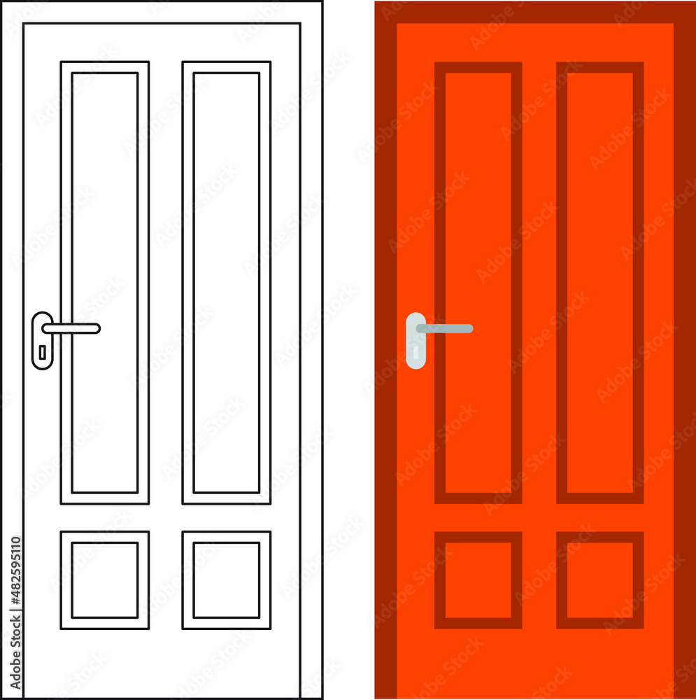 Illustration vector graphic of single door front view suitable for your home design and home poster design on architectural work Illustration vector graphic of single door front view suitable for your home design and home poster design on architectural work