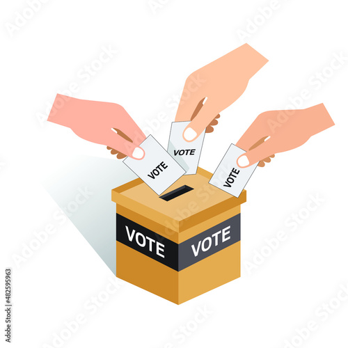 Hand casting vote, India election voting concept, ballot box for India election