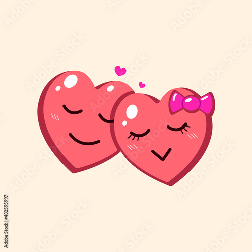 Vector cartoon cute couple heart for design.