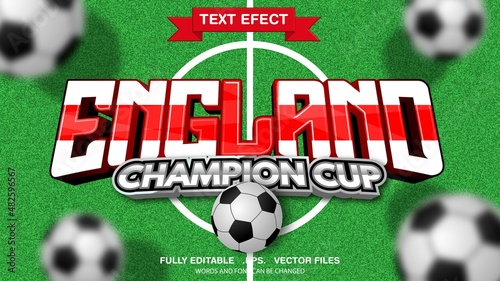 3d editable text effect england football theme premium vector