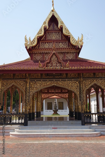 Red and golden pagoda at Thai National Museum, Bangkok, Thailand