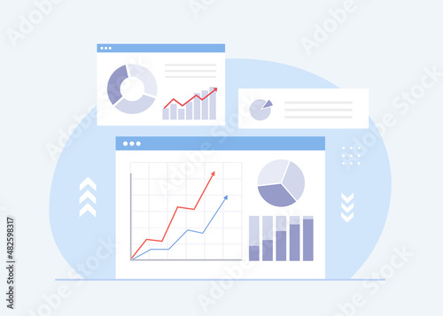 Vector illustration of data analysis concept. Infographic dashboard.