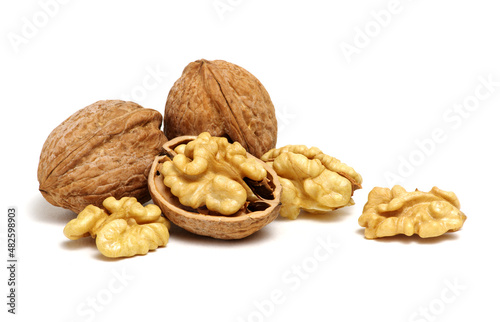 cracked walnut on white photo