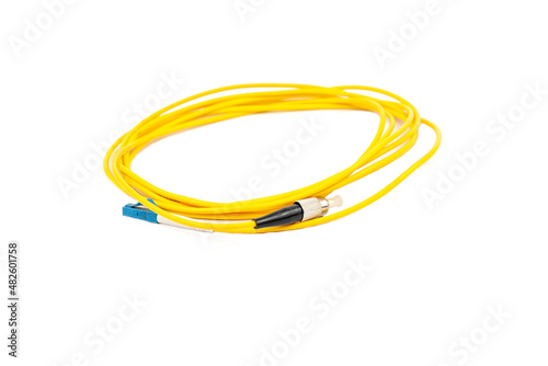 Fiber optic cables isolated on white background