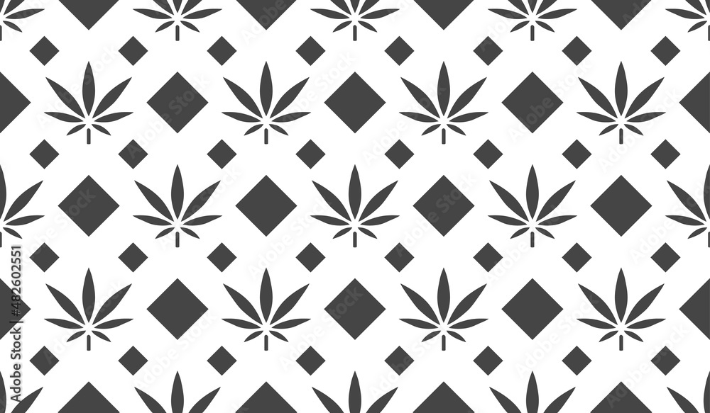 Cannabis background. Vector pattern.