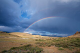 Rainbow in the Kurai steppe. Mountain Altai