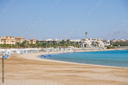  Hurghada, Egypt. . Buildings, swimming pools and a recreation area by the red sea. © mitsyko1971
