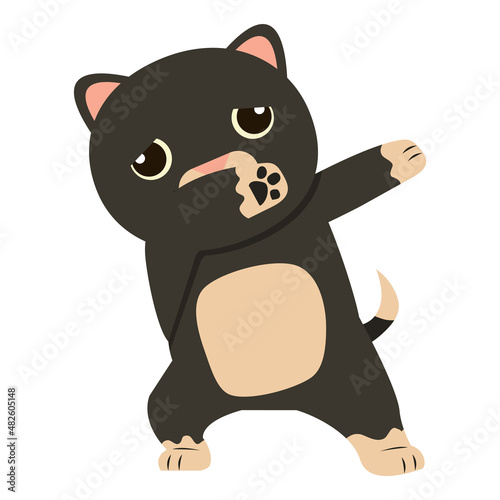 Cute cat Dab dancing sign icon