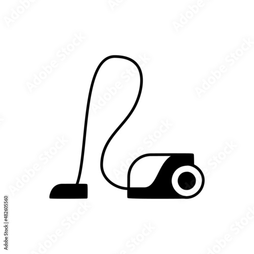 Vacuum cleaner Icon in black flat glyph, filled style isolated on white background