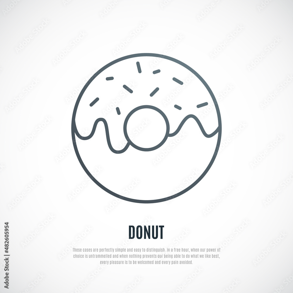 Donut icon isolated on white background. Glazed Donut illustration in simple line style. Vector design. Donut icon isolated on white background. Glazed Donut illustration in simple line style. Vector design.