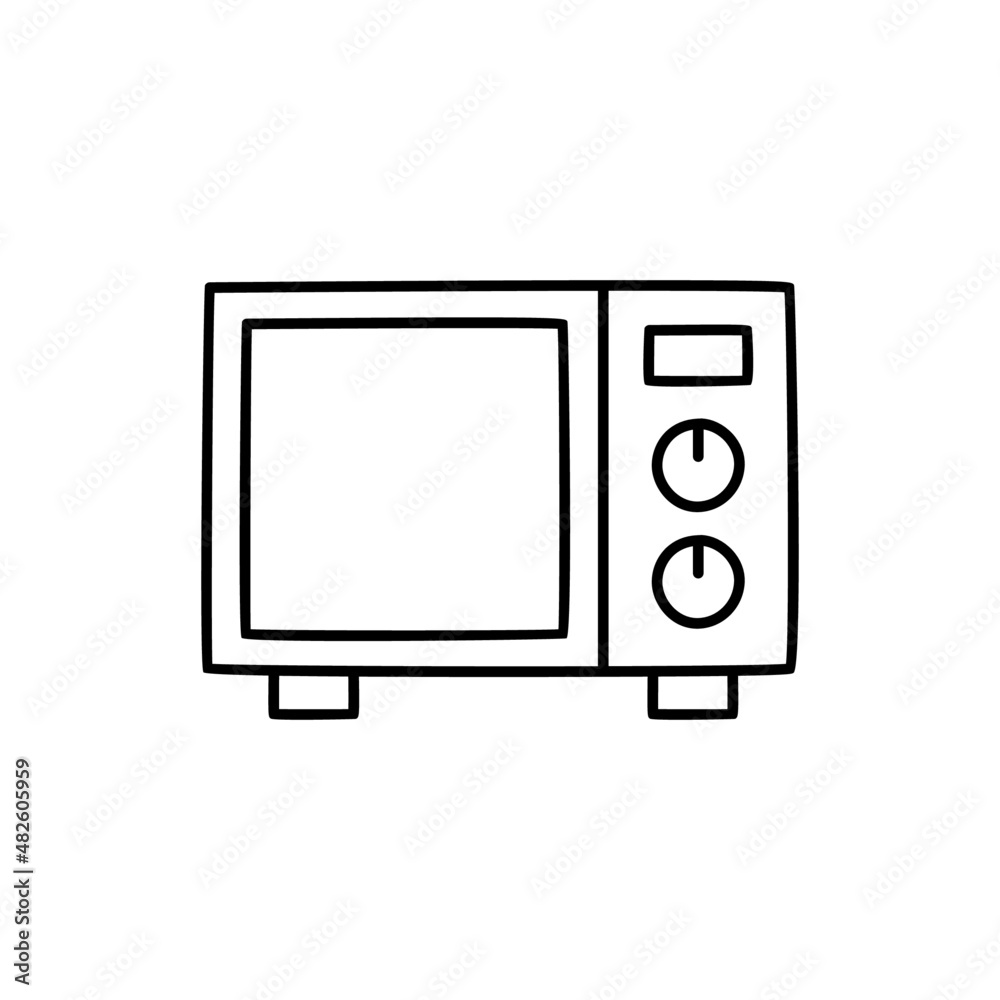 Microwave Icon in black line style icon, style isolated on white background Microwave Icon in black line style icon, style isolated on white background