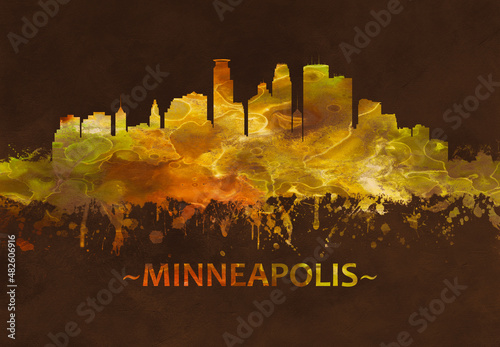 Minneapolis Minnesota skyline Black and gold #482606916
