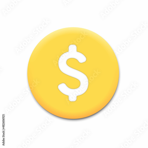 Business vector icon. Financial invest fund, revenue increase, income growth, budget plan concept. Coin with dollar sign. 3d cartoon vector illustration.