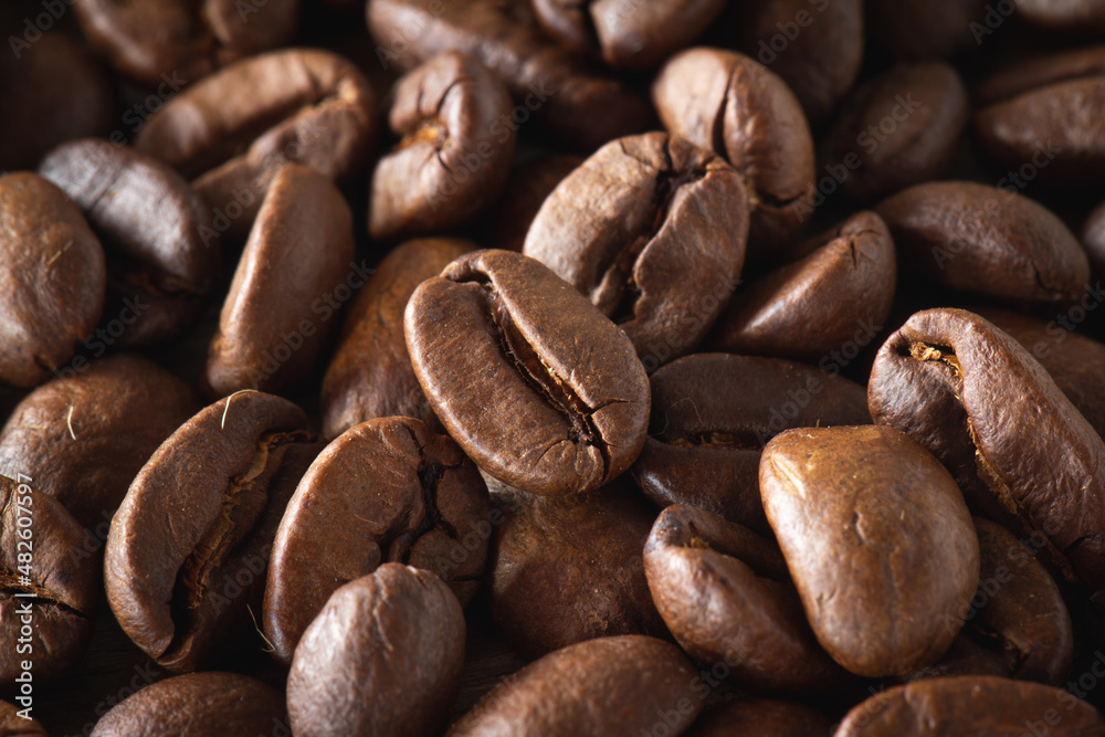 Close up of Roasted Coffee bean with selective focus Close up of Roasted Coffee bean with selective focus