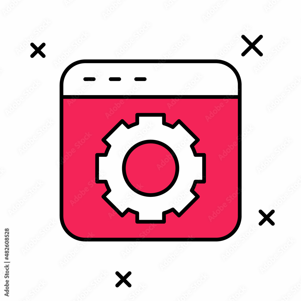 Filled outline Browser setting icon isolated on white background. Adjusting, service, maintenance, repair, fixing. Vector Filled outline Browser setting icon isolated on white background. Adjusting, service, maintenance, repair, fixing. Vector
