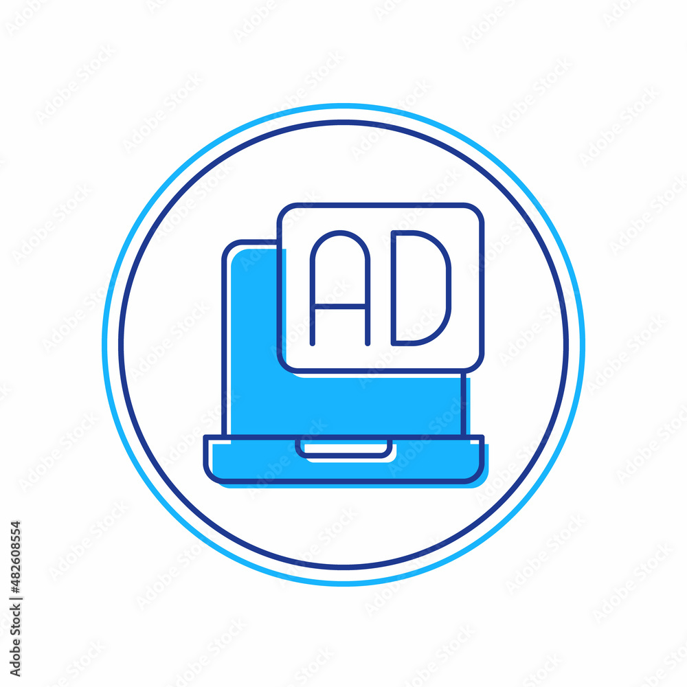 Filled outline Advertising icon isolated on white background. Concept of marketing and promotion process. Responsive ads. Social media advertising. Vector Filled outline Advertising icon isolated on white background. Concept of marketing and promotion process. Responsive ads. Social media advertising. Vector