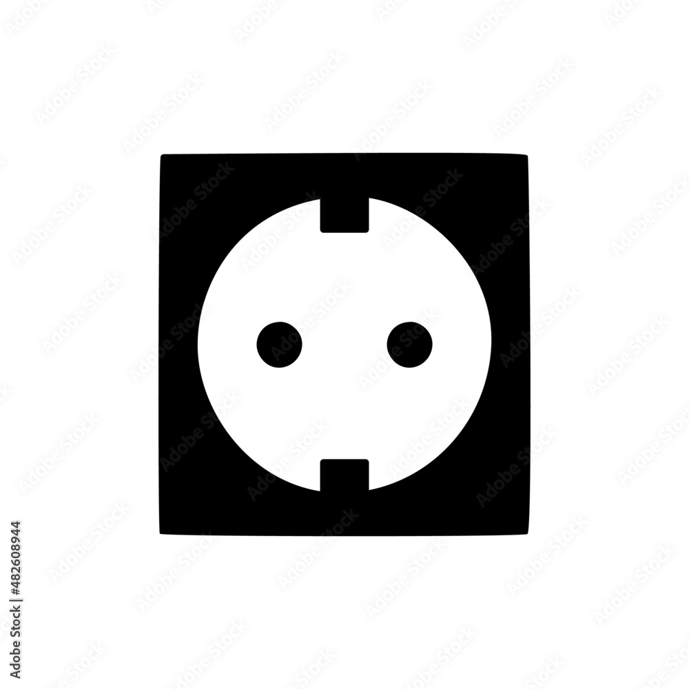 Electric Power Socket icon in black flat glyph, filled style isolated on white background Electric Power Socket icon in black flat glyph, filled style isolated on white background