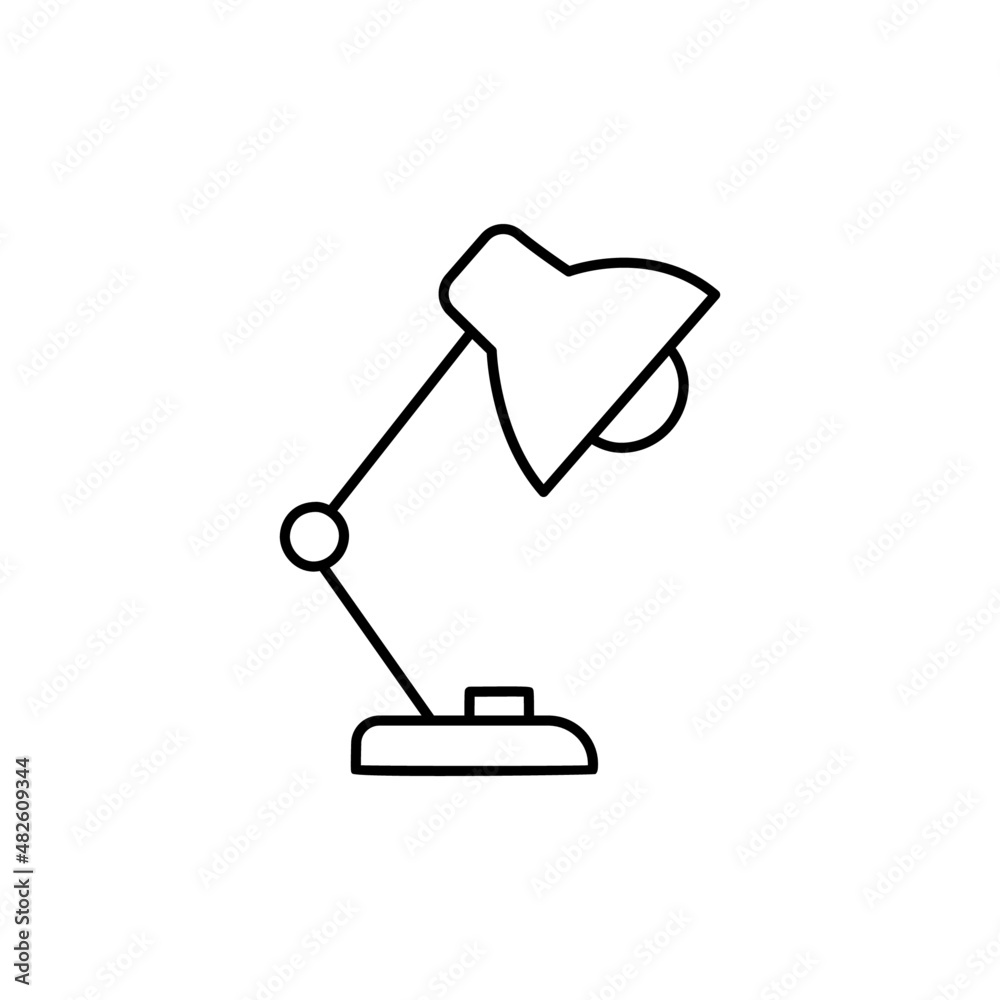 Desk lamp, Desk light icon in black line style icon, style isolated on white background Desk lamp, Desk light icon in black line style icon, style isolated on white background