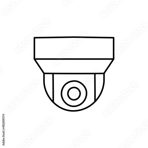CCTV Camera icon in black line style icon, style isolated on white background © hilda