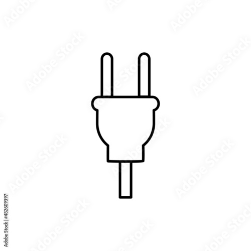 electric plugs, electrical 2 pins Icon in black line style icon, style isolated on white background