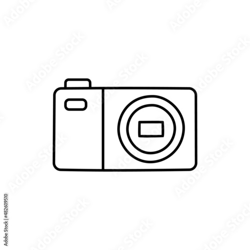 Pocket camera, Compact camera icon in black line style icon, style isolated on white background