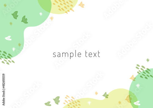 鳥と抽象モチーフのフレーム・背景素材