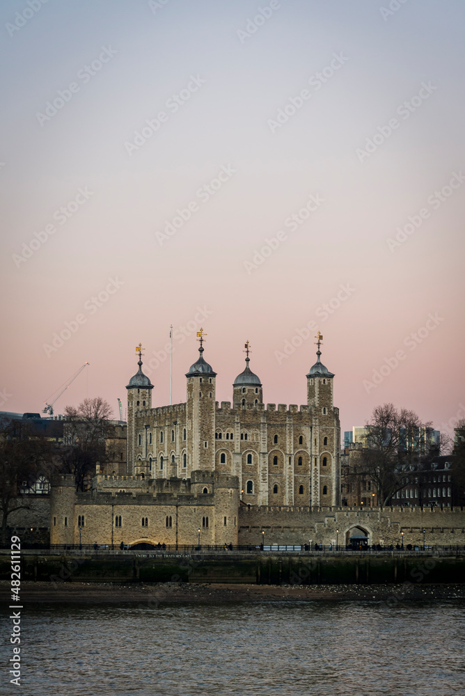 Tower of London, is a historic castle on the north bank of the River Thames and one of the most visited London landmarks, London, England, UK
