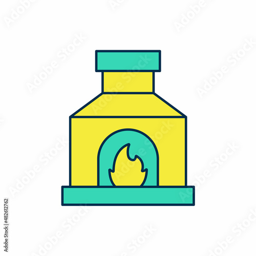 Filled outline Blacksmith oven icon isolated on white background. Vector
