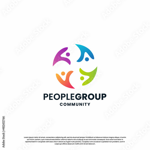 abstract human community logo design. community colorful logo template modern concept.