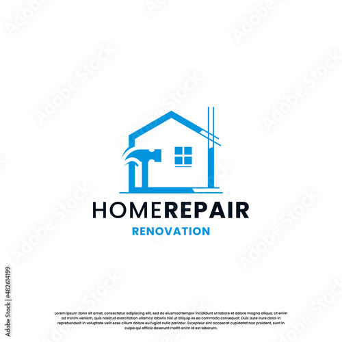 house renovation logo design. home repair logo template. build house logo modern creative.