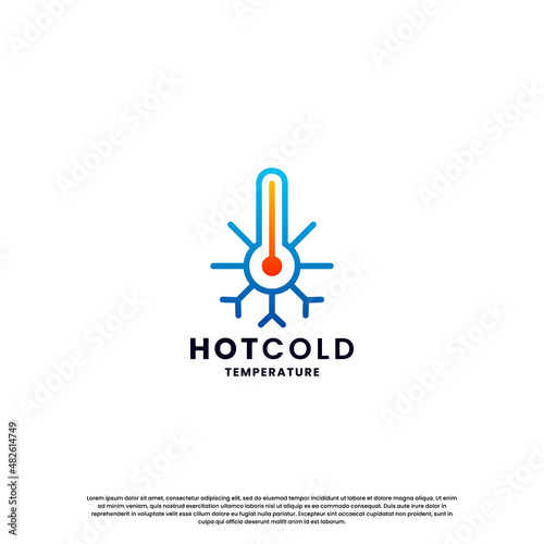 hot and cold logo design for temperature. snow and flame icon combination