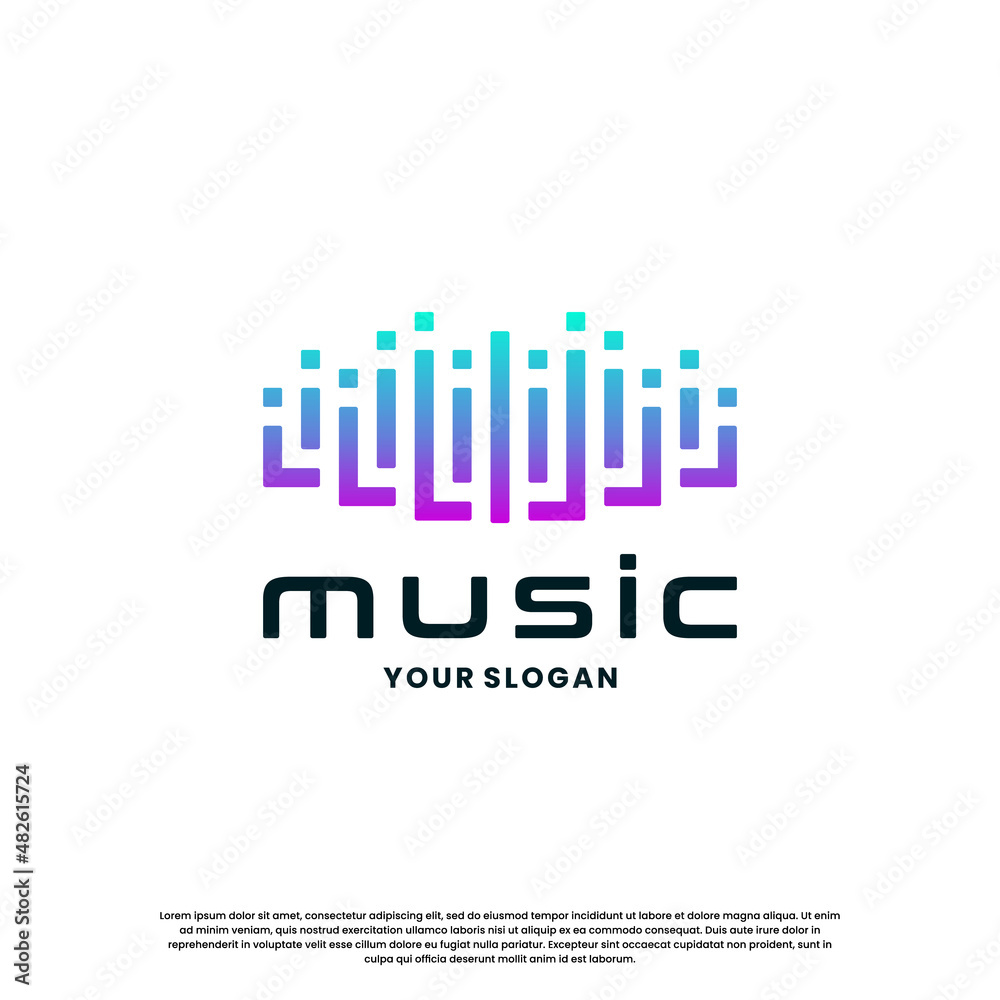pulse music logo design. equalizer icon logo music inspiration pulse music logo design. equalizer icon logo music inspiration