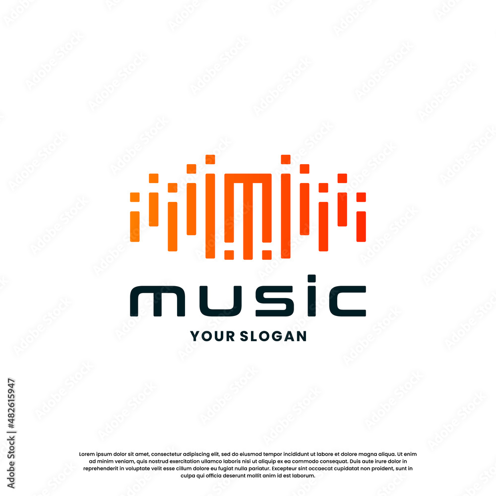 pulse music with letter M logo design. equalizer icon logo music inspiration