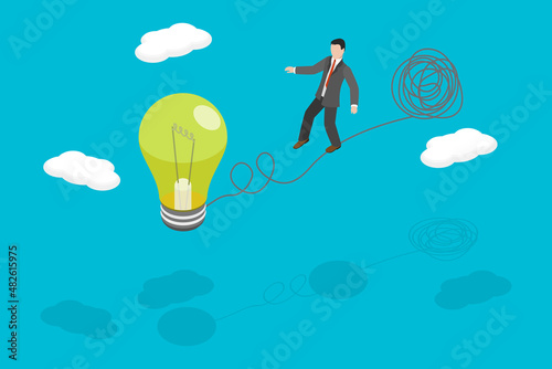 3D Isometric Flat Vector Conceptual Illustration of Easy Solution, Simple and Creative Thinking