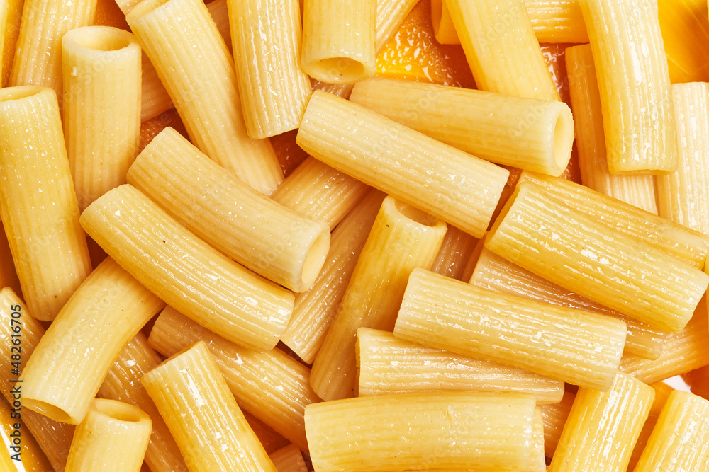 Delicious italian rigatoni pasta texture Delicious italian rigatoni pasta texture