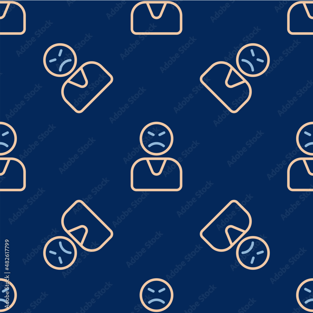 Line Angry customer icon isolated seamless pattern on blue background. Vector Line Angry customer icon isolated seamless pattern on blue background. Vector