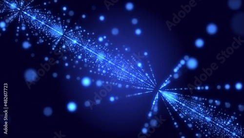 Blue Particles Abstract Retro Background, 4K