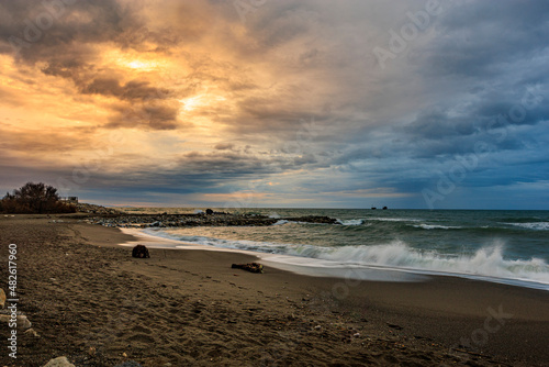 beautiful sunrise on the sea. the morning sky