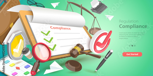 3D Vector Conceptual Illustration of Regulation Compliance, Standards and Policies