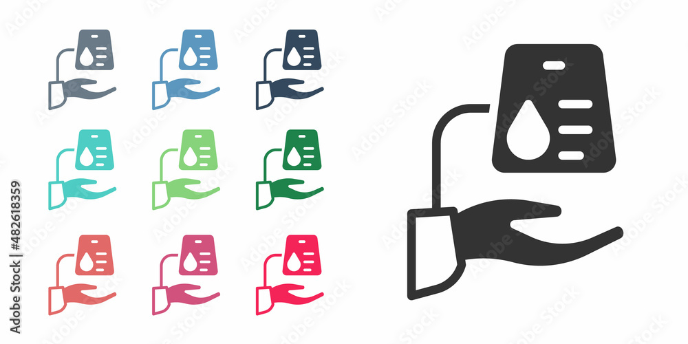 Black Blood donation icon isolated on white background. Set icons colorful. Vector Black Blood donation icon isolated on white background. Set icons colorful. Vector