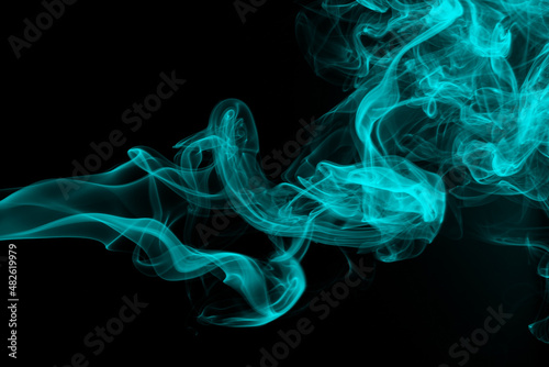 Beautiful Blue smoke on black background for design. darkness concept